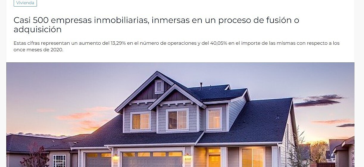 Casi 500 empresas inmobiliarias, inmersas en un proceso de fusin o adquisicin